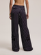 Striped Navy Blue Trousers with Lace Detail