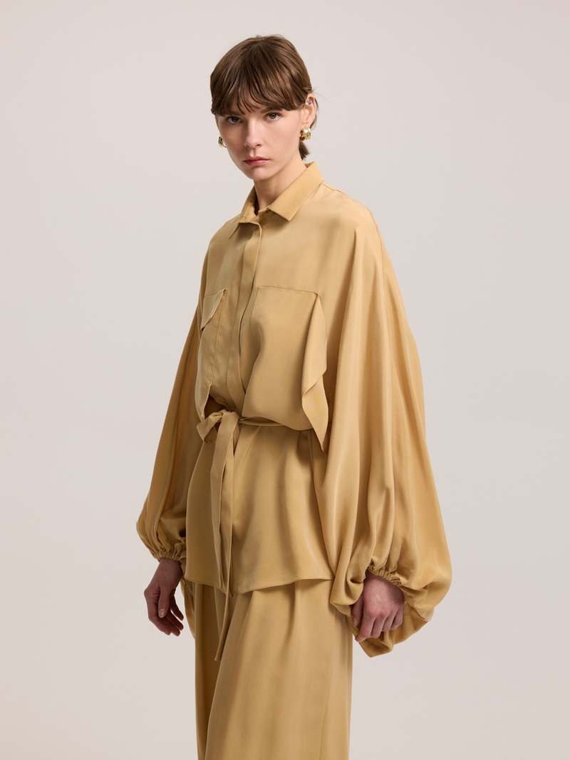 Drop Shoulder Cupro Blouse