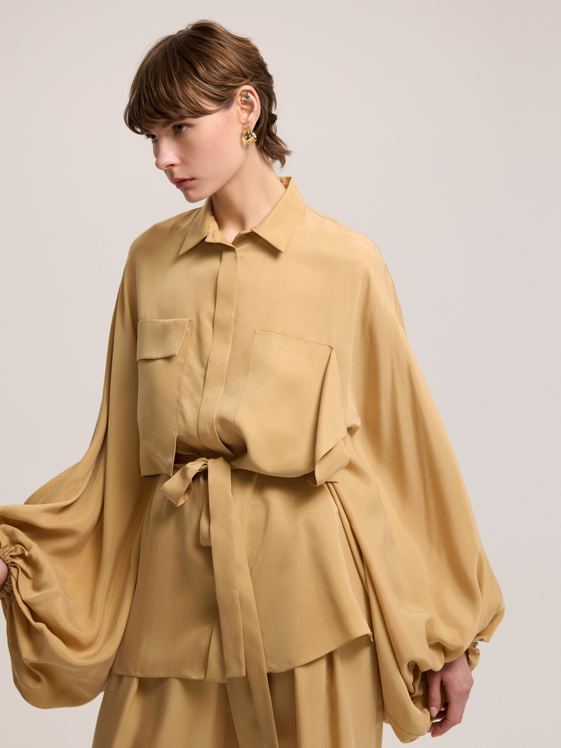 Drop Shoulder Cupro Blouse