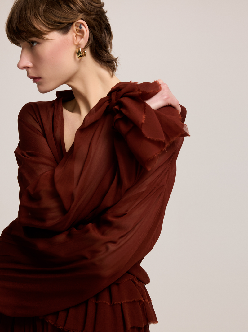 Brick Color Lined Dress
