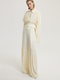 Wide Leg Detail Ecru Trousers