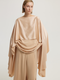 Asymmetrical Form Beige Blouse