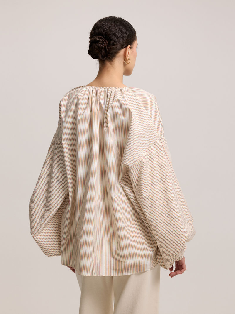 Zippered Striped Cotton Tunic