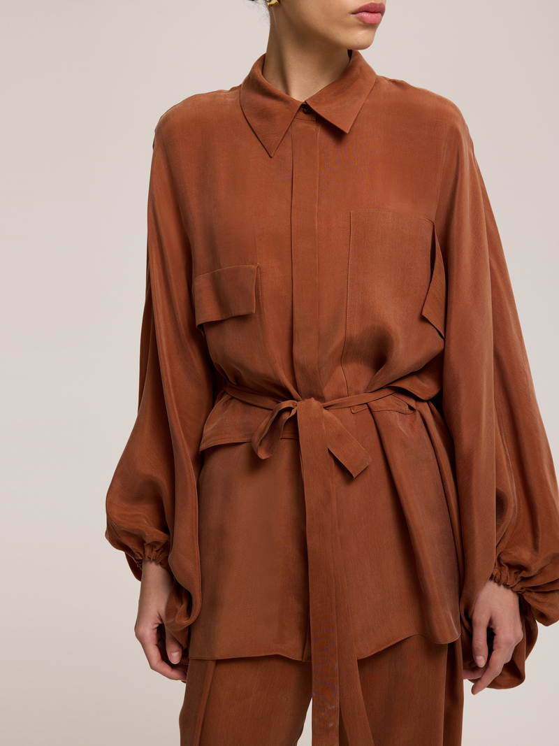 Drop Shoulder Cupro Blouse