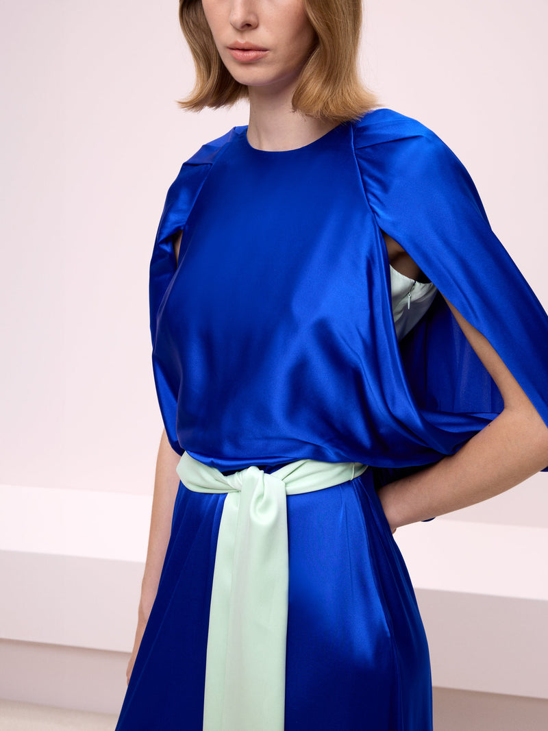 Silk Dress with Cape Detail on the Back
