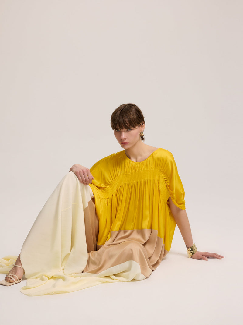 Dress with Gathered Sleeve Detail