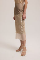 Linen, Sequin, Tulle Combination Skirt