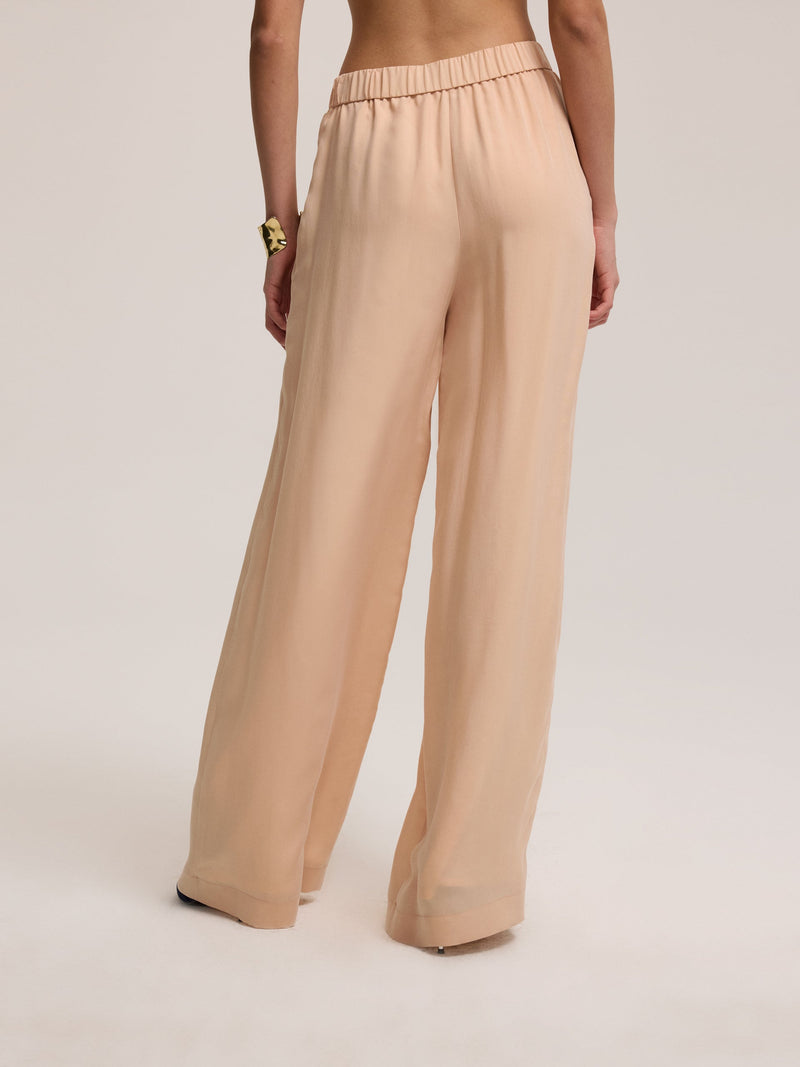Wide Leg Cupro Trousers