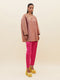 Long Coat with Stone-Embroidered Collar