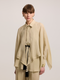 Khaki Blouse with Contrast Stitching