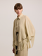 Khaki Blouse with Contrast Stitching