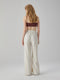 Ecru Trousers with Elastic Waist