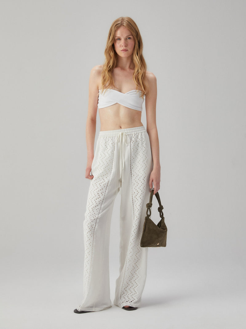 Embroidered White Trousers