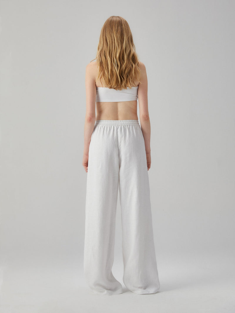 White Trousers with Elastic Waist