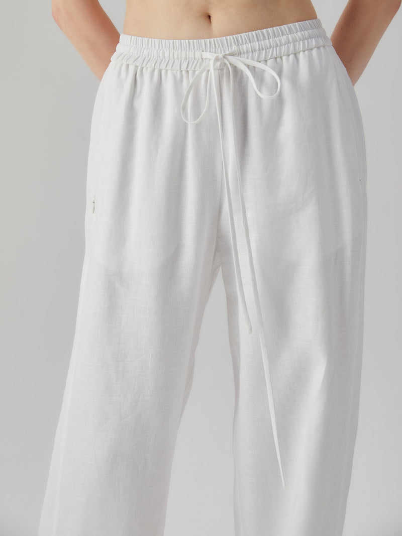 White Trousers with Elastic Waist