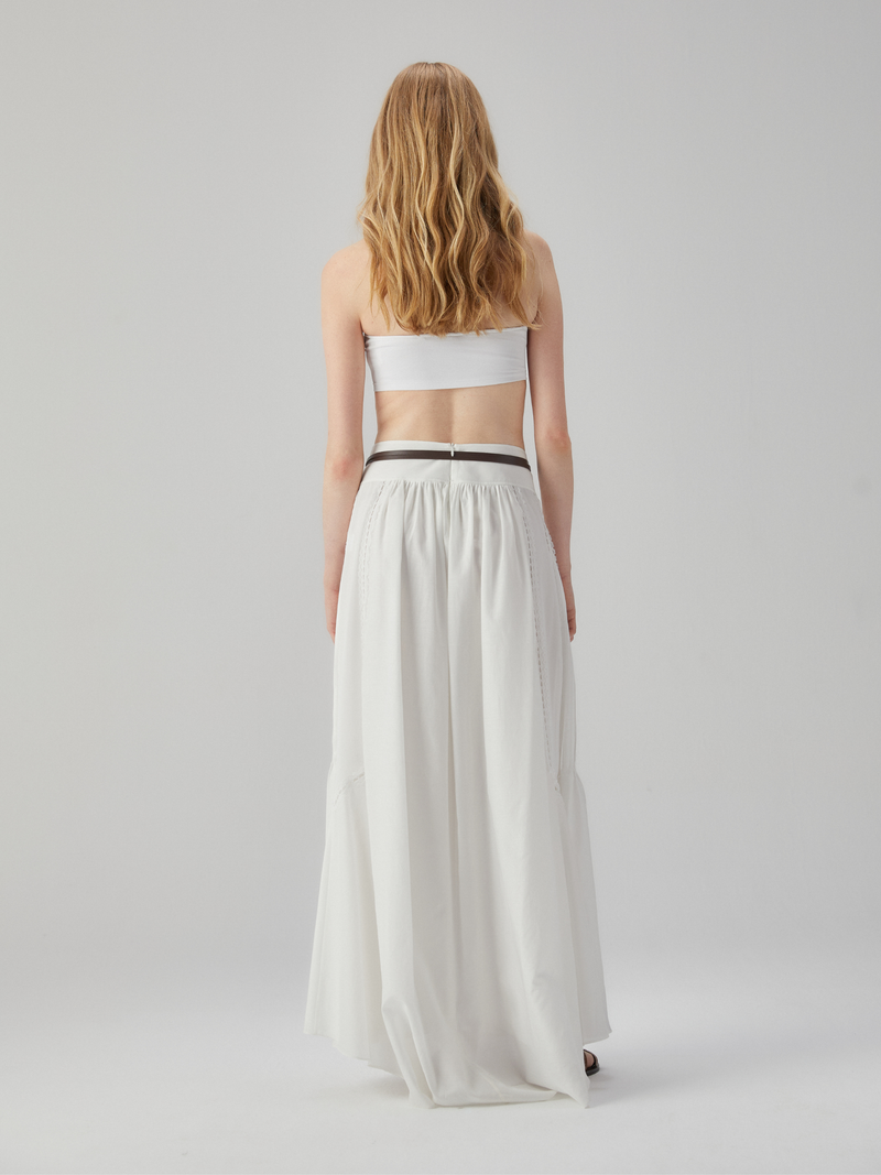 White Wide-Leg Long Skirt