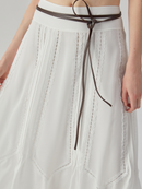 White Wide-Leg Long Skirt