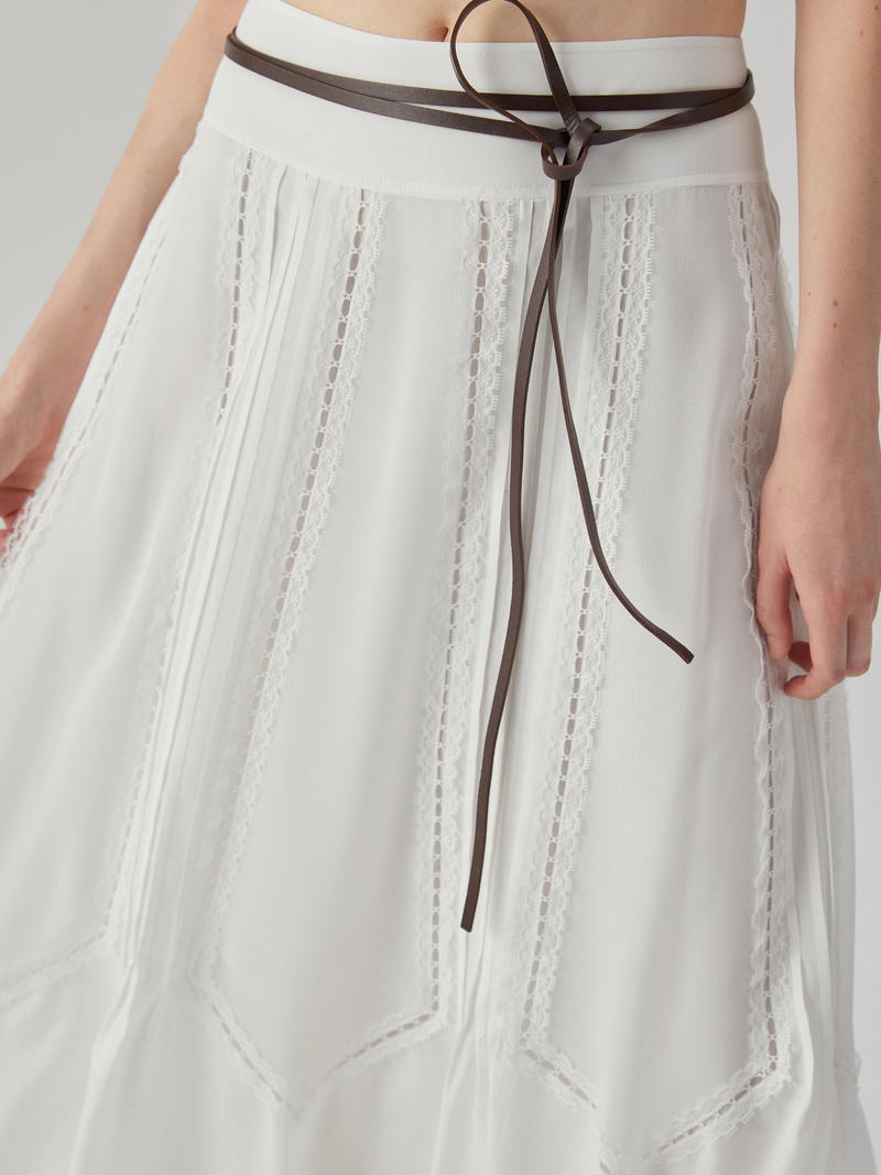 White Wide-Leg Long Skirt