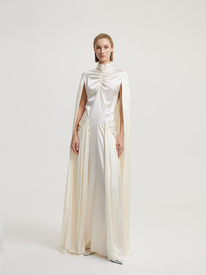Cape Look White Dress