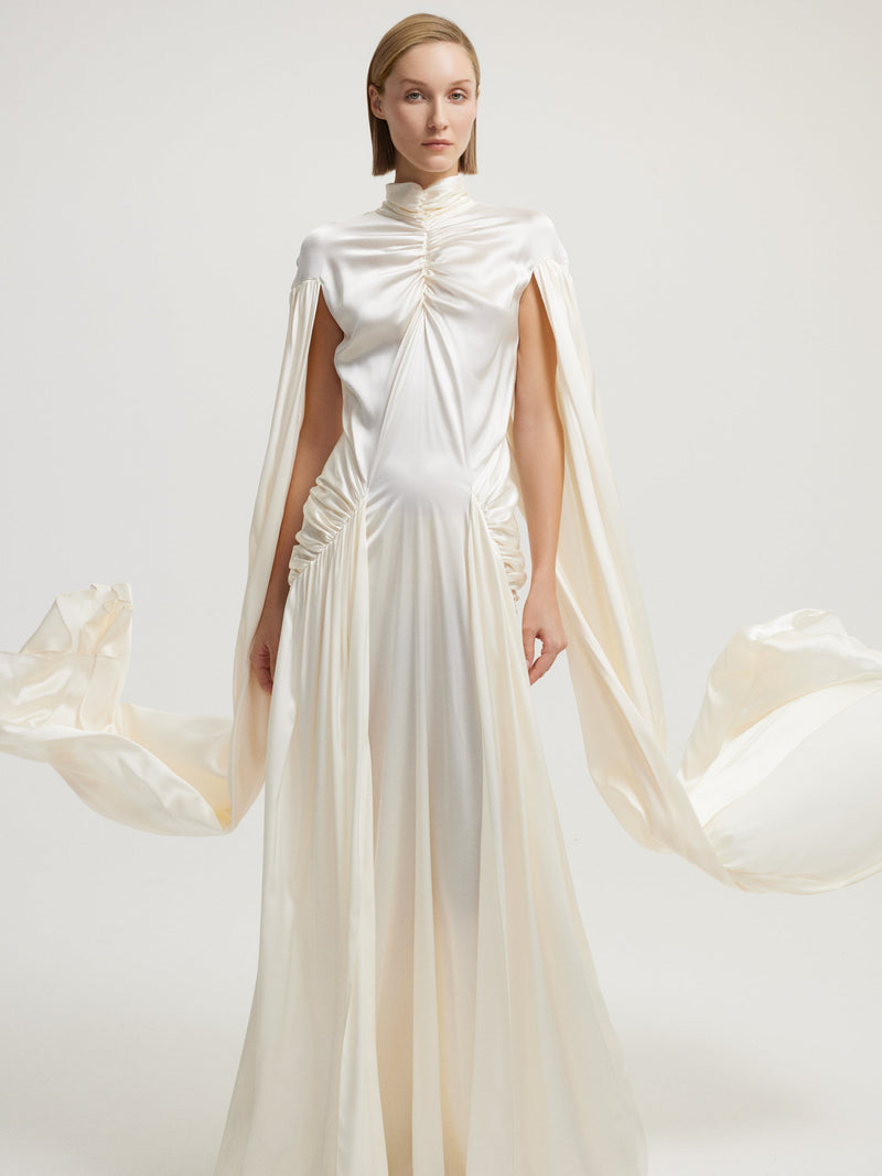 Cape Look White Dress