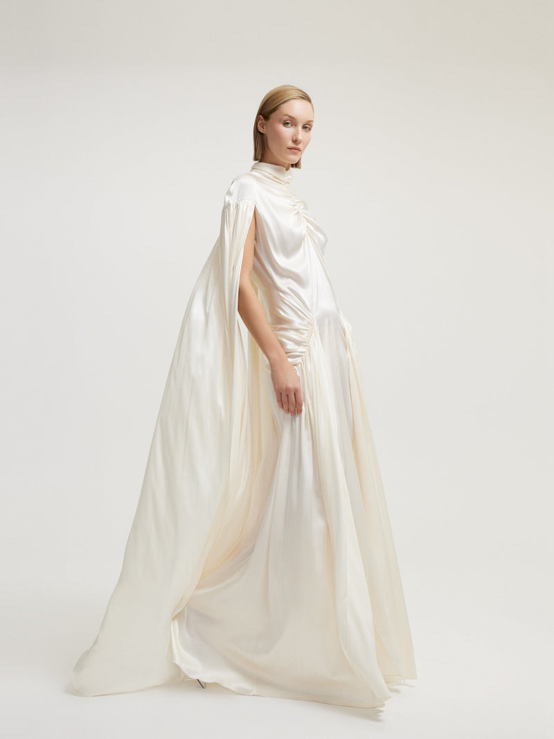 Cape Look White Dress