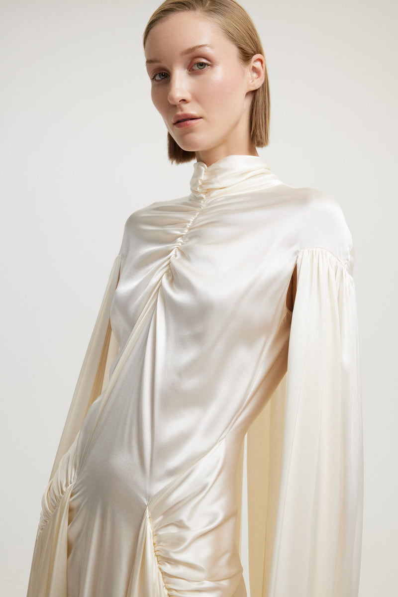 Cape Look White Dress