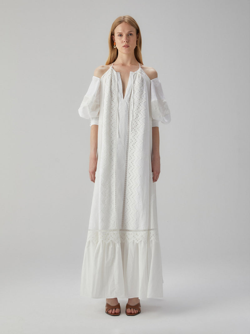 Long White Linen Dress