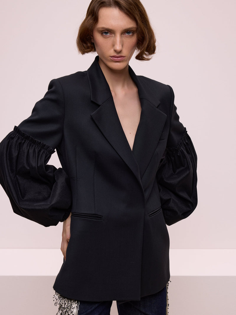 Balloon Sleeve Black Jacket