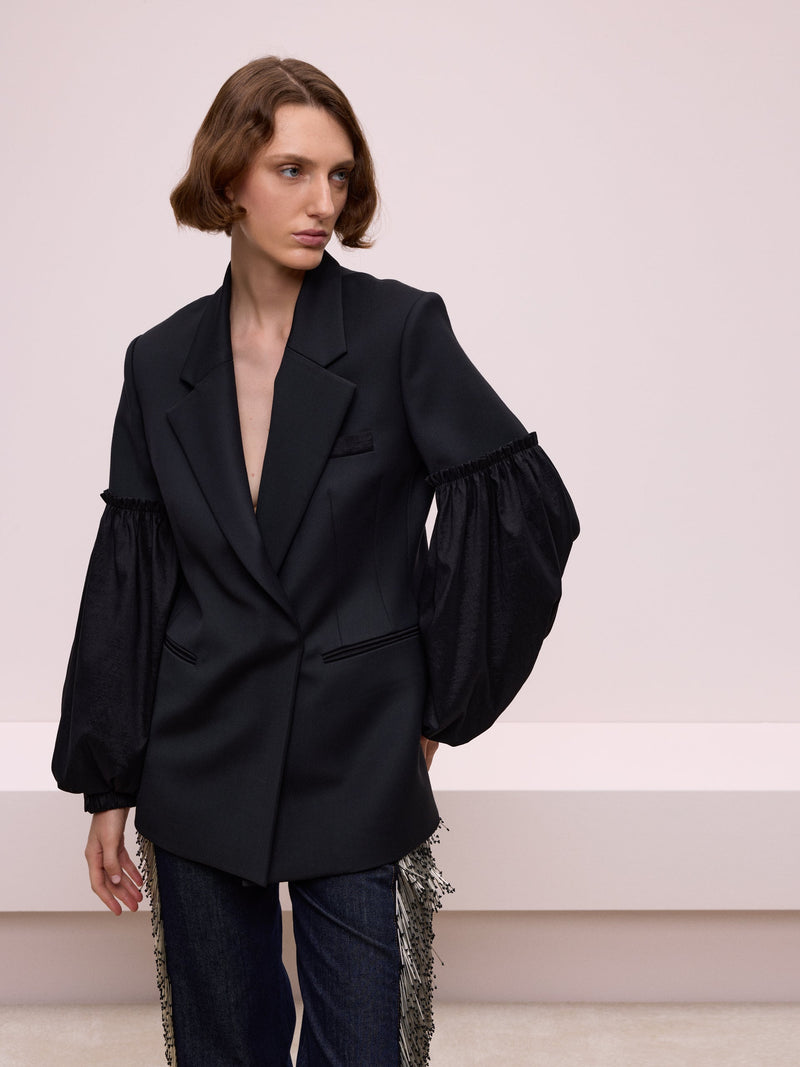 Balloon Sleeve Black Jacket