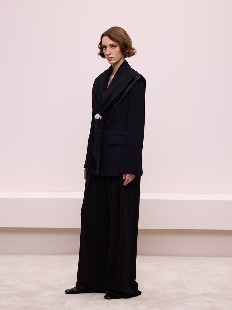 Black Jacket with Scarf Detail