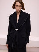 Black Jacket with Scarf Detail