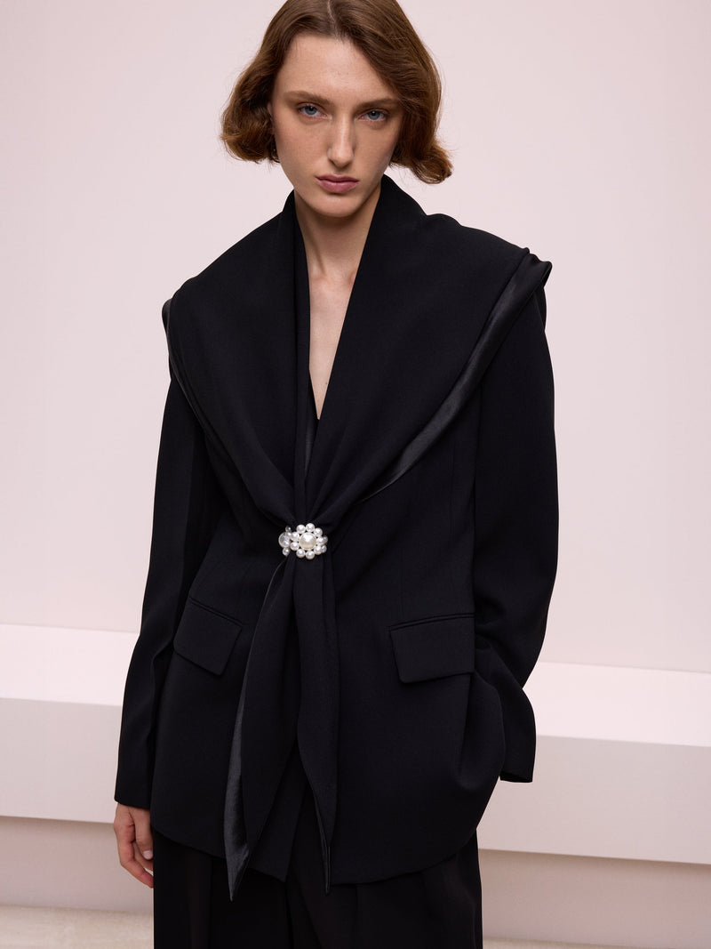 Black Jacket with Scarf Detail