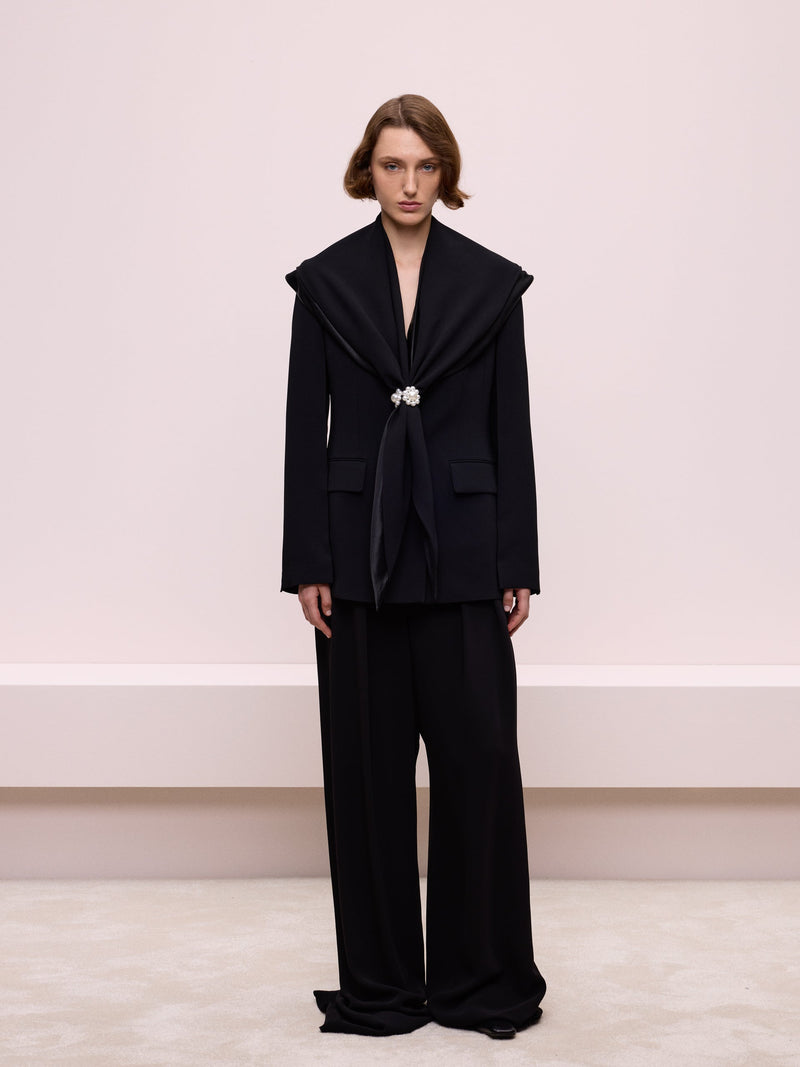 Black Jacket with Scarf Detail