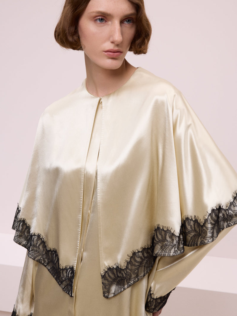 Lace Detailed Beige Blouse