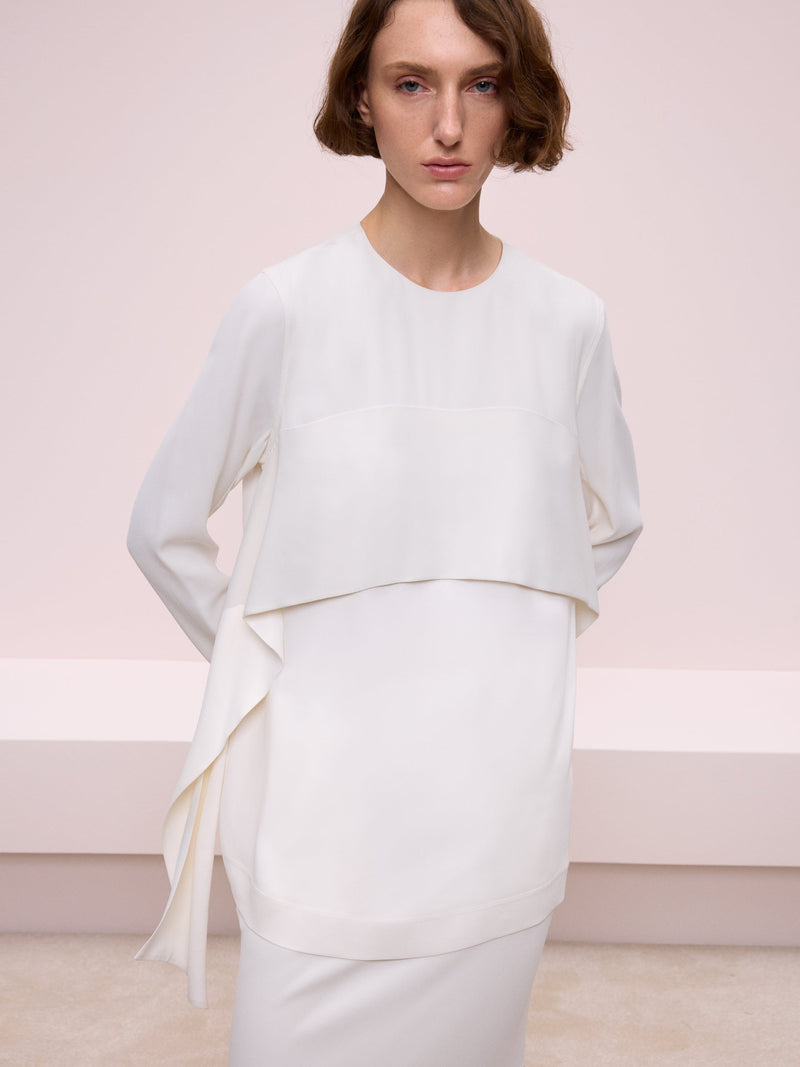 Off White Blouse with Hidden Zipper