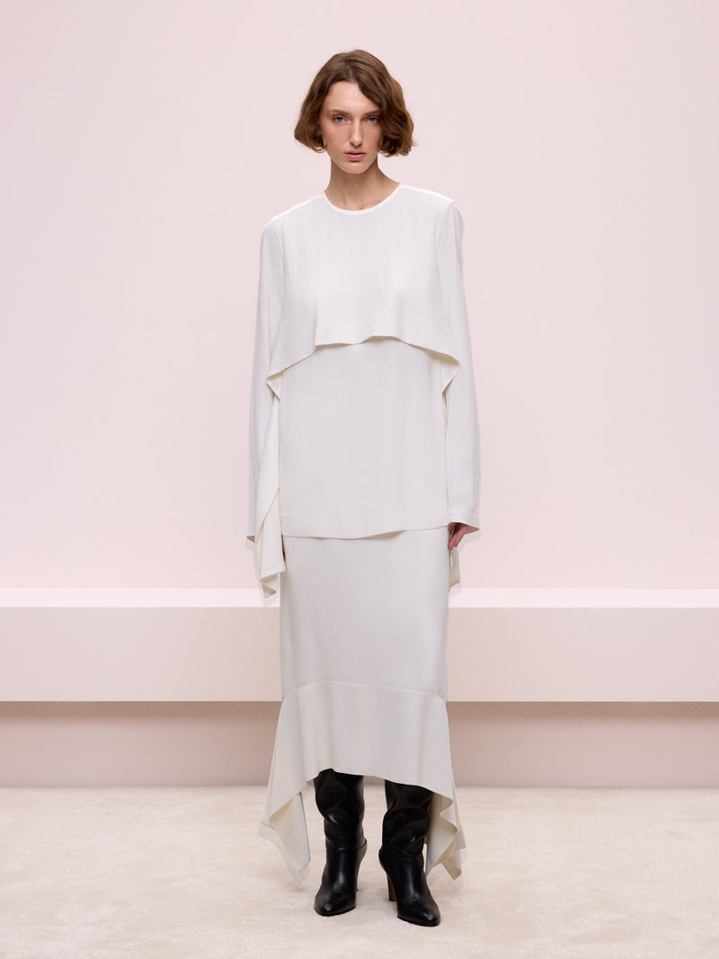 Off White Blouse with Hidden Zipper