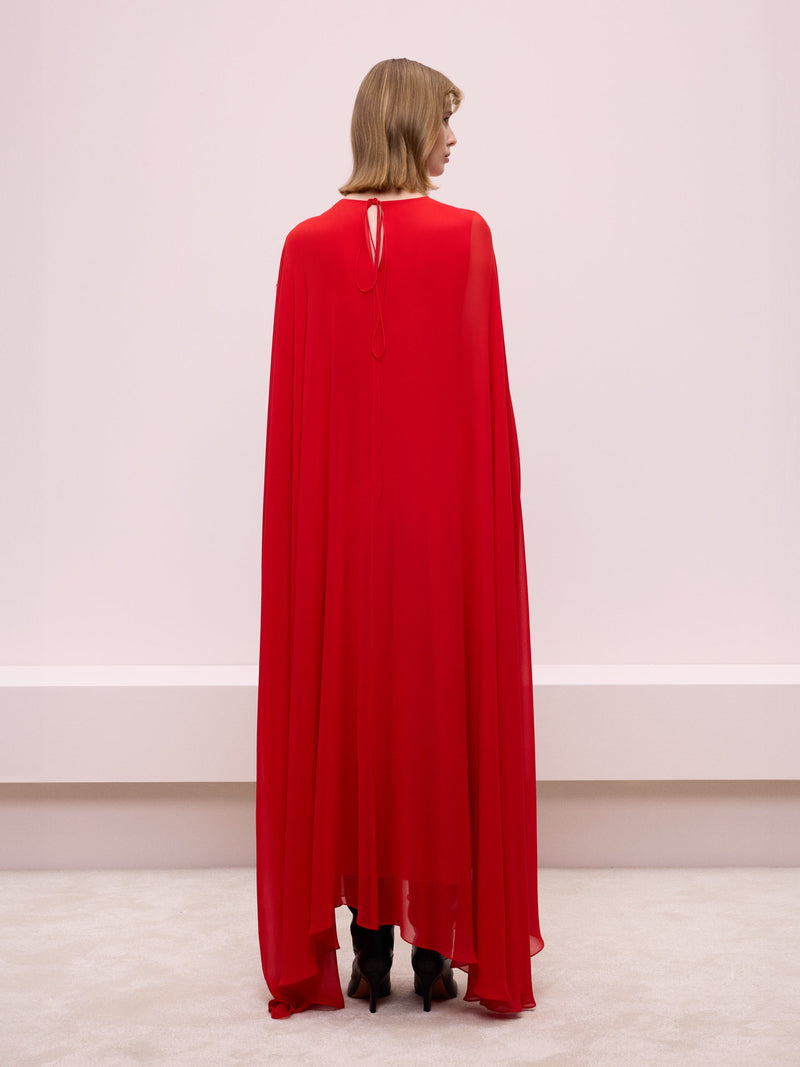 Red Dress with Pleated Detail