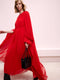 Red Dress with Pleated Detail