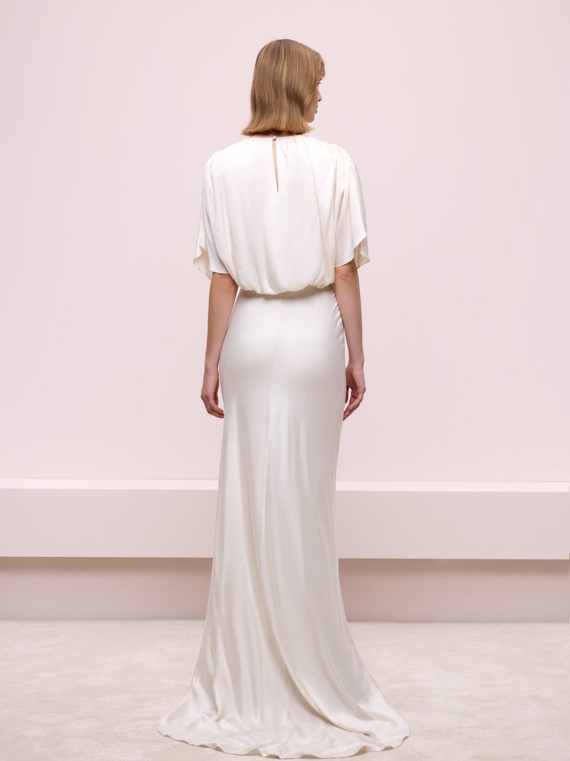 Stonewashed Silk Ecru Dress