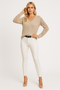 Women’s Open-Knit Relaxed Fit V-Neck Sweater