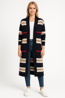 Women’s Long Striped Knit Cardigan
