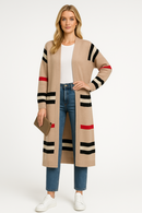 Women’s Long Striped Knit Cardigan